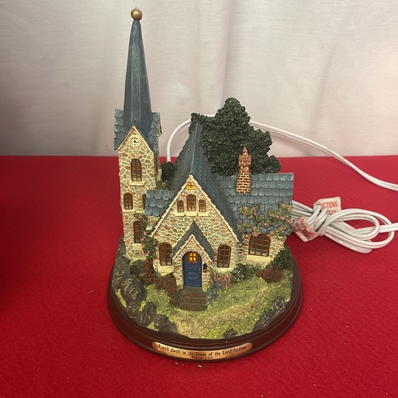 Thomas Kinkade The Mountain Chapel Lighted Church Psalm 23:6 - Picture 2 of 6